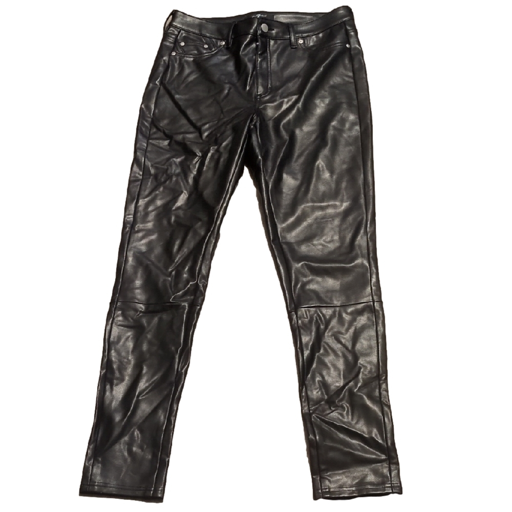 7 For All Mankind Faux Leather Black Pants Size Small